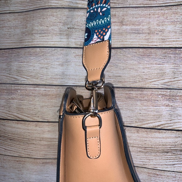 Secosana Tan Crossbody Bag with Blue Strap - Picture 5 of 6